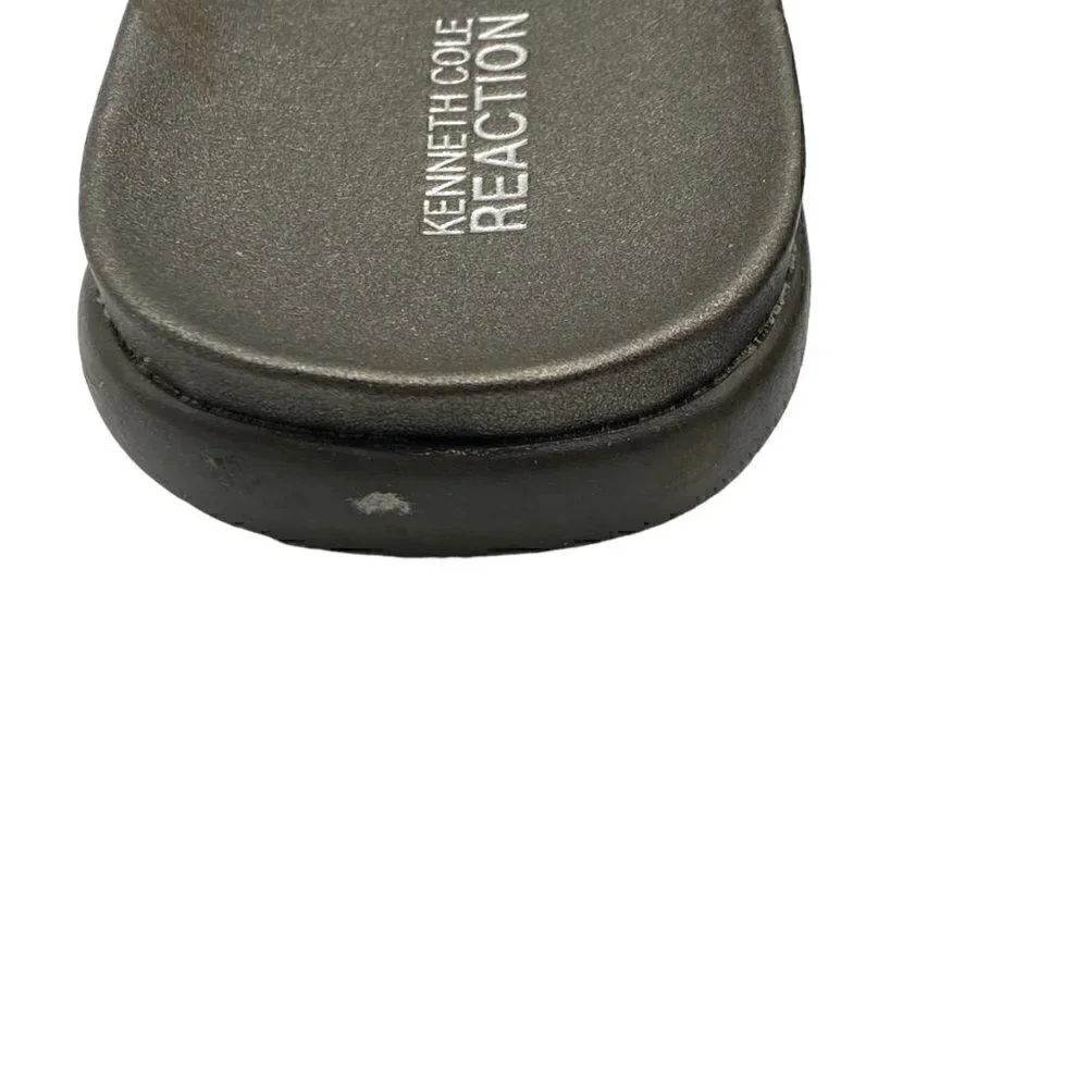 Kenneth Cole Reaction Women Sandals Flip Flops Flats Beaded Detail Gunmetal 10M